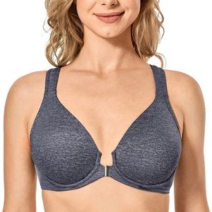 Delimira Like New Heather Blue Front Closure Snap Bra 34G
